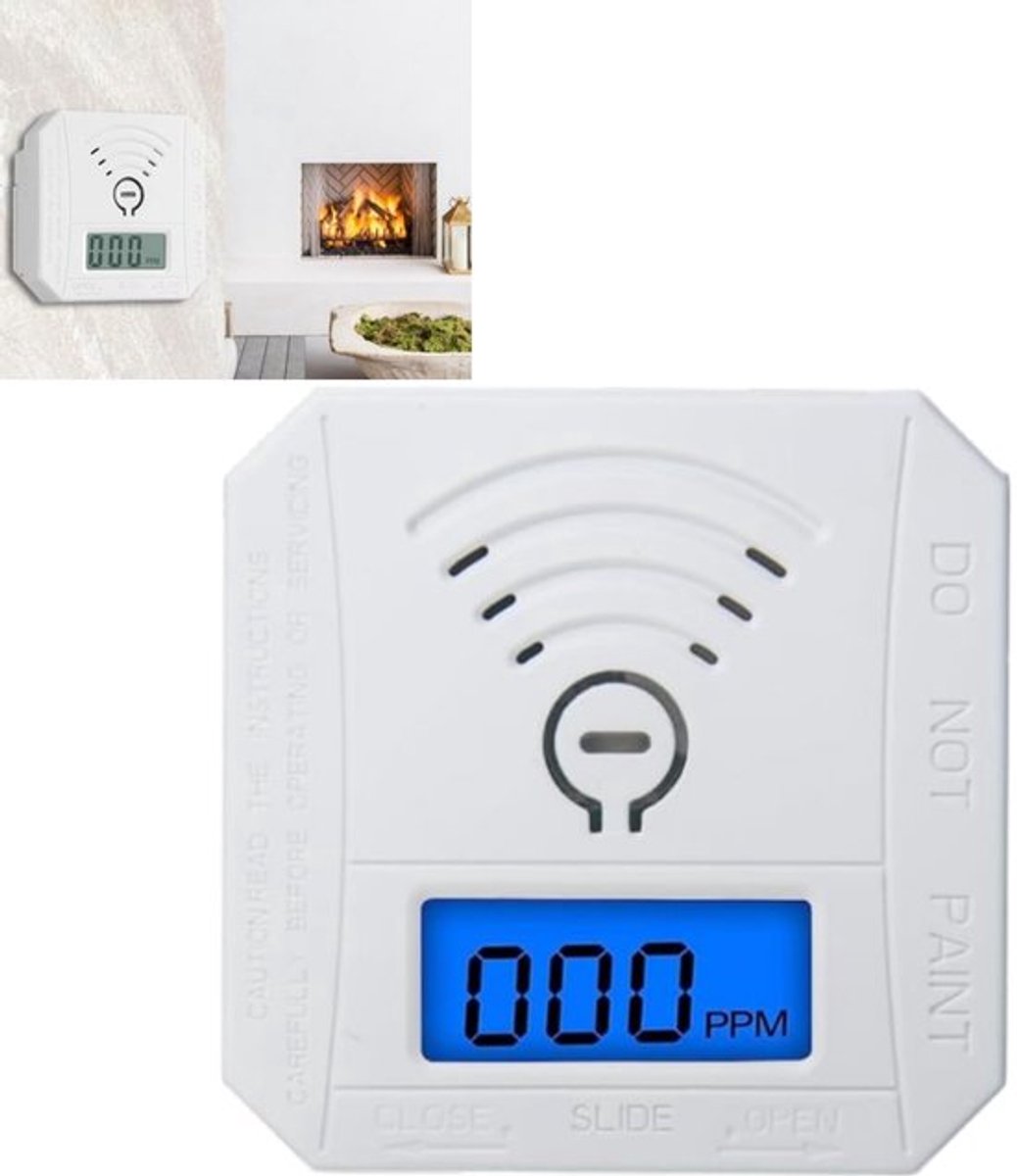 Koolmonoxidemelder - digitaal alarm met display voor nauwkeurige bewaking - gasdetectiealarm voor thuis - apparaat voor vroegtijdige veiligheidswaarschuwing binnenshuis - 6*2,5*6 cm - voor veiligheidsbescherming in huis, kantoor en magazijn - wit
