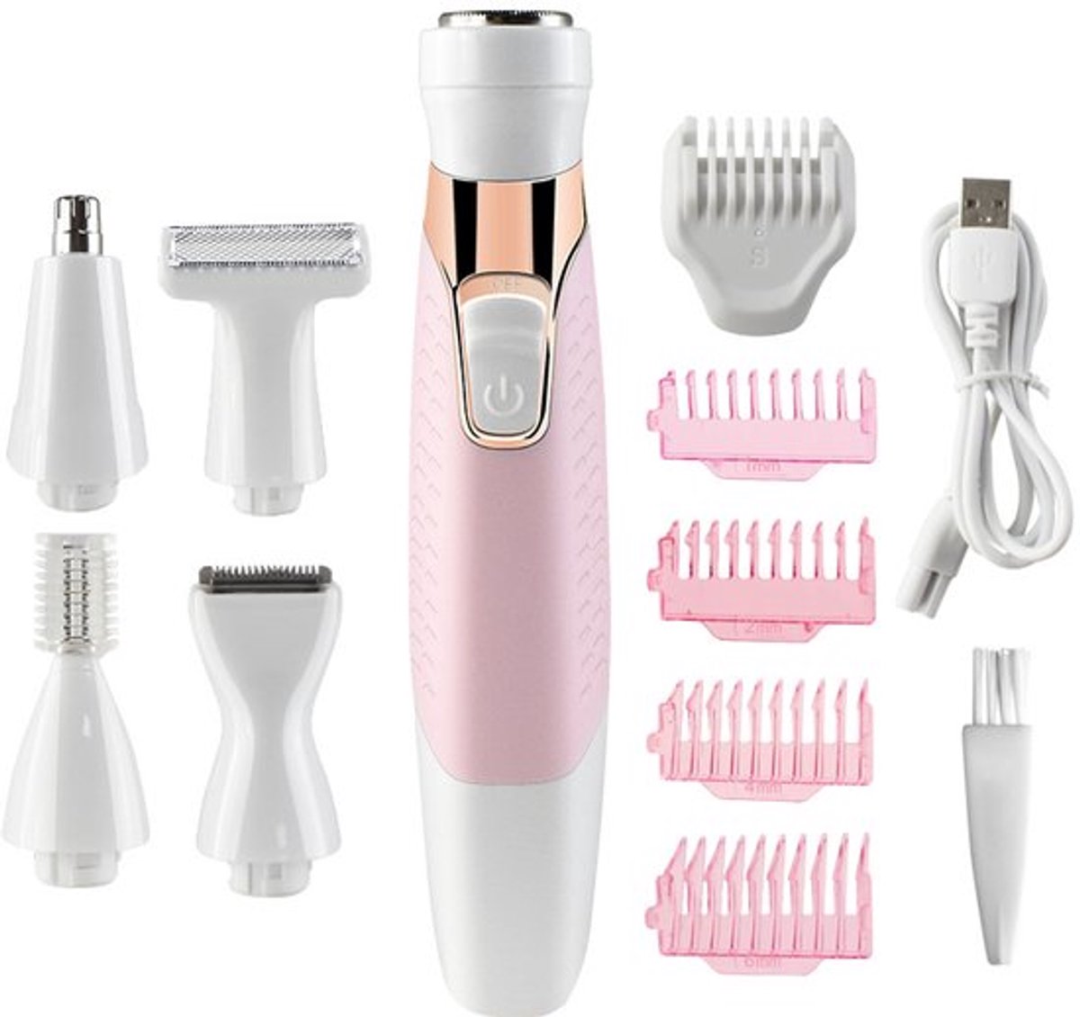 Epilator voor vrouwen - Elektrische lichaams-epilator - met meerdere opzetstukken - 5-in-1 - USB-oplaadbaar - voor volledige lichaams- en gezichtsontharing