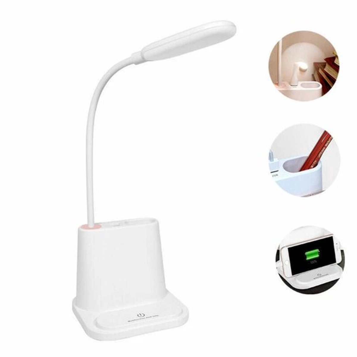 USB oplaadbare bureaulamp, LED-leeslamp met aanraakbediening, nachtlampje voor naast het bed