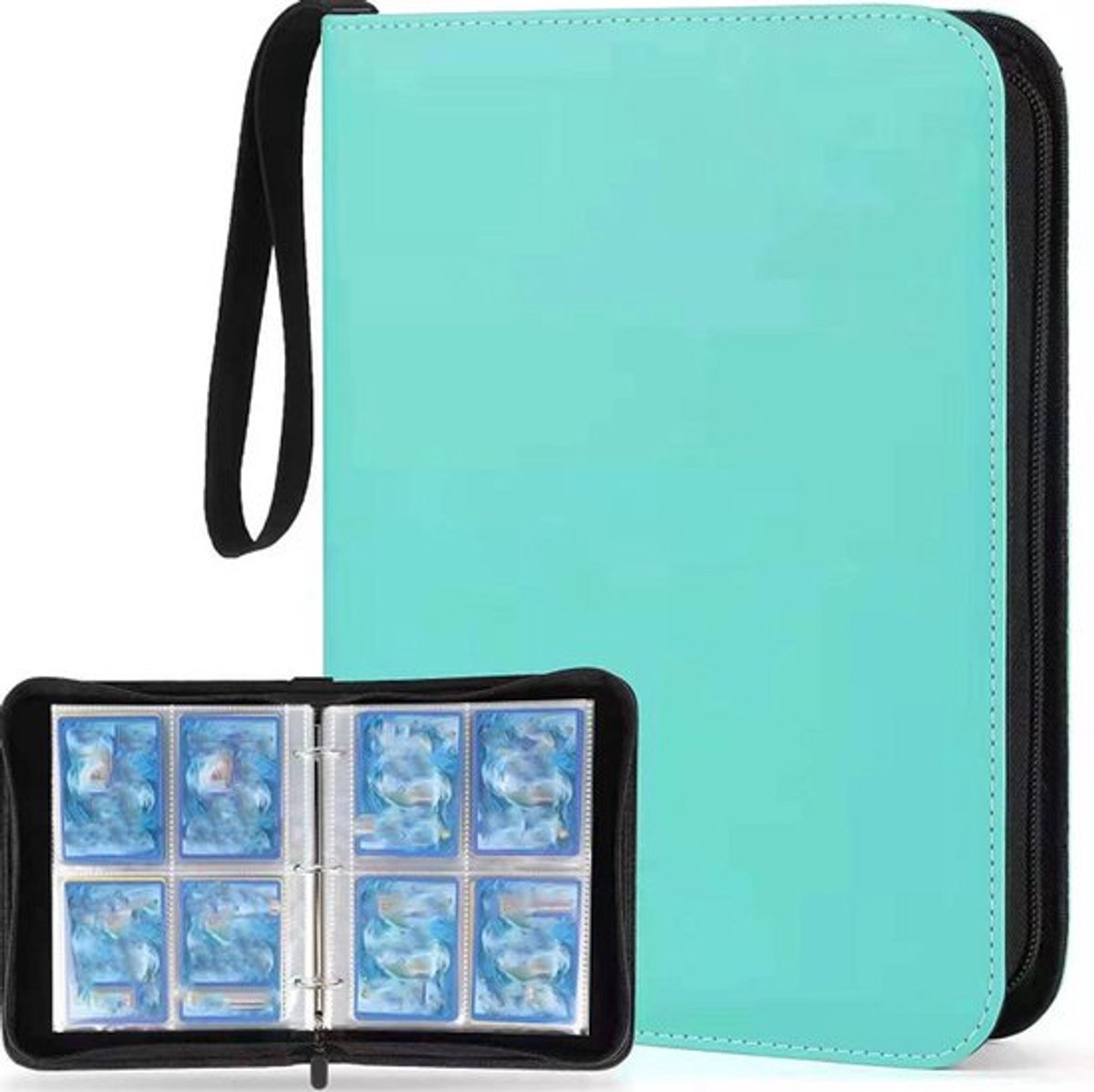 Een kaartenalbum van 50 pagina's met ruimte voor 900 kaarten, een professionele kaartenmap, een verzamelalbum voor ruilkaarten en een verzamelmap voor kinderen - hemelsblauw.