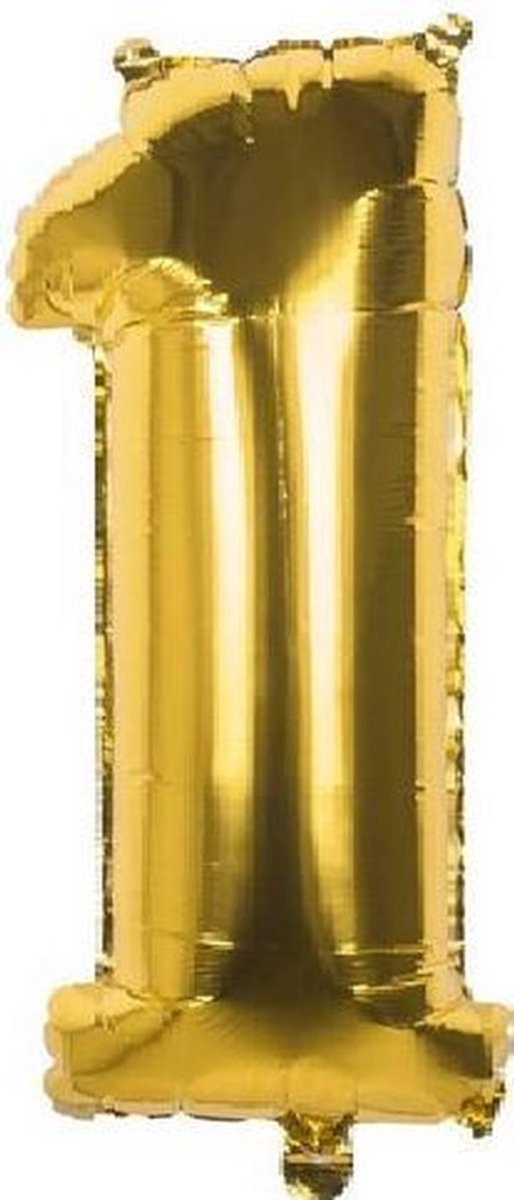 1 Jaar Folie Ballonnen Goud - Happy Birthday - Foil Balloon - Versiering - Verjaardag - Jongen / Meisje - Feest - Inclusief Opblaas Stokje & Clip - XXL - 115 cm