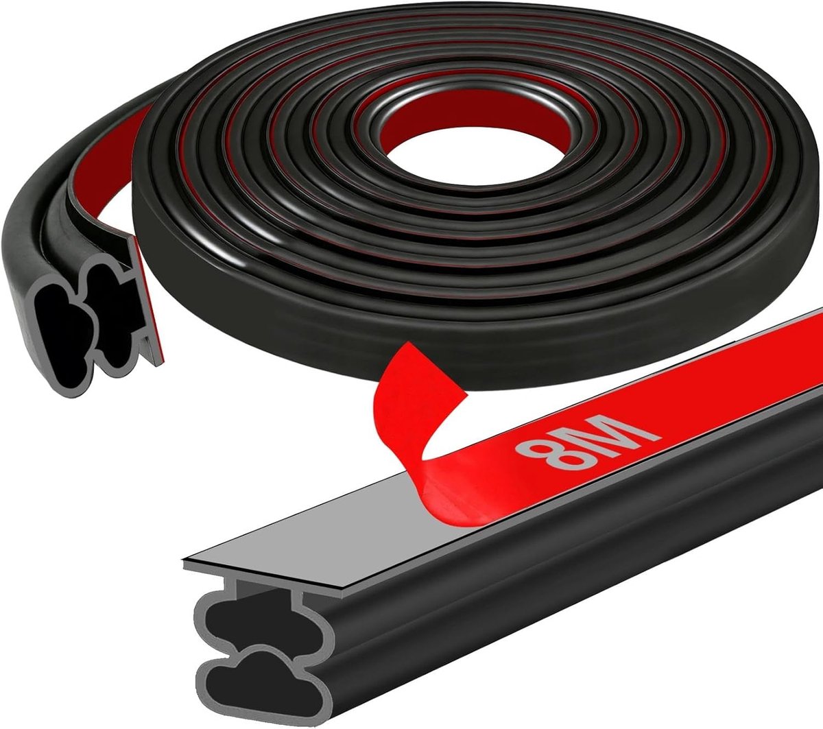 Thijox - Deurafdichting Zelfklevend 8m - Rubber Afdichting 10x10mm - Flexibele Tochtstopper - Zwart - Geluidsisolatie en Weerbestendig voor Deuren en