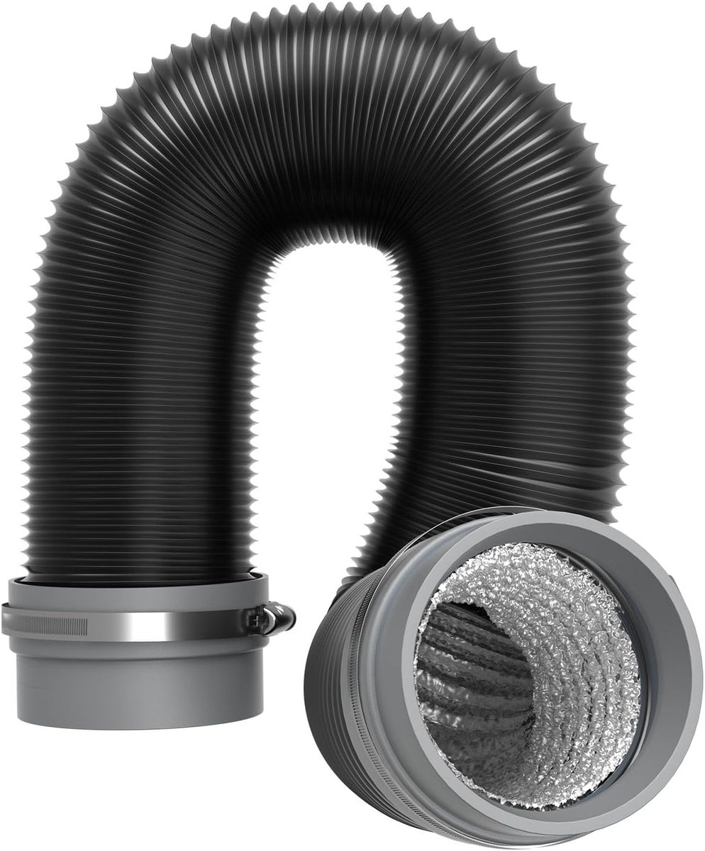 Ventilatieslang - Afvoerslang Droger - Lucht Afvoeren - 5-Laags Sterk Materiaal - 75mm x 5m - Zwart