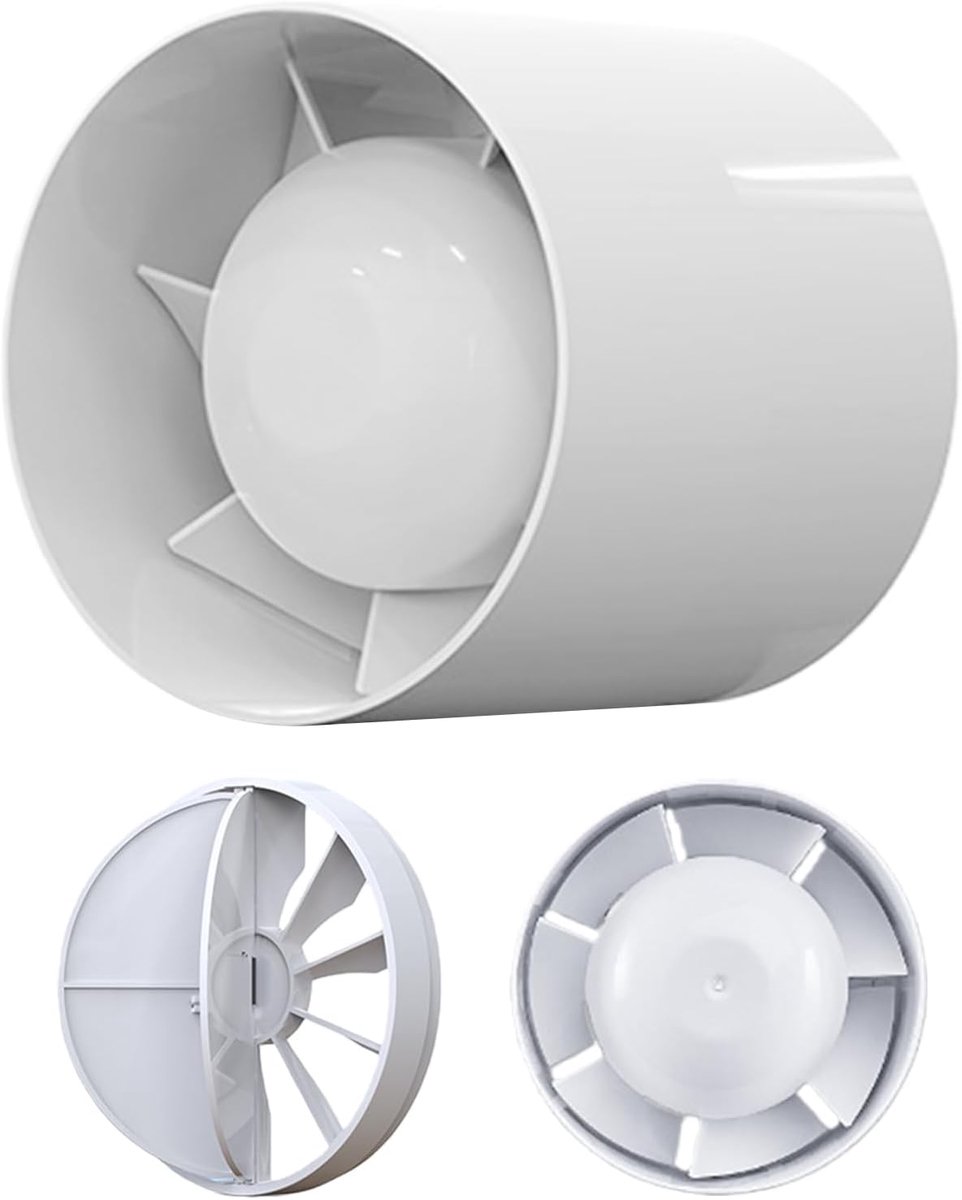 SnelShoppen - Duct Tube Fan 100mm - Stille Inline Ventilator - Energiezuinige Afzuiger - Voor Badkamer, Keuken - Robuuste ABS Constructie - Rook- en V