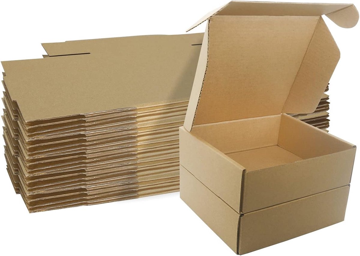 SnelShoppen - 10 Stuks Golfkartonnen Verzenddozen 150x150x50mm - Kleine Verzending Dozen voor Posten, Opslag, Cadeaus - Stevig, Eco-vriendelijk en Rec