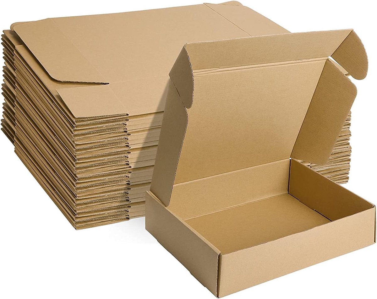 SnelShoppen - Vouwbare Verzenddozen 305 x 229 x 76 mm, Set van 20, Bruin Karton, Perfect voor Verzending, Cadeaus, Kaarsen en Meer