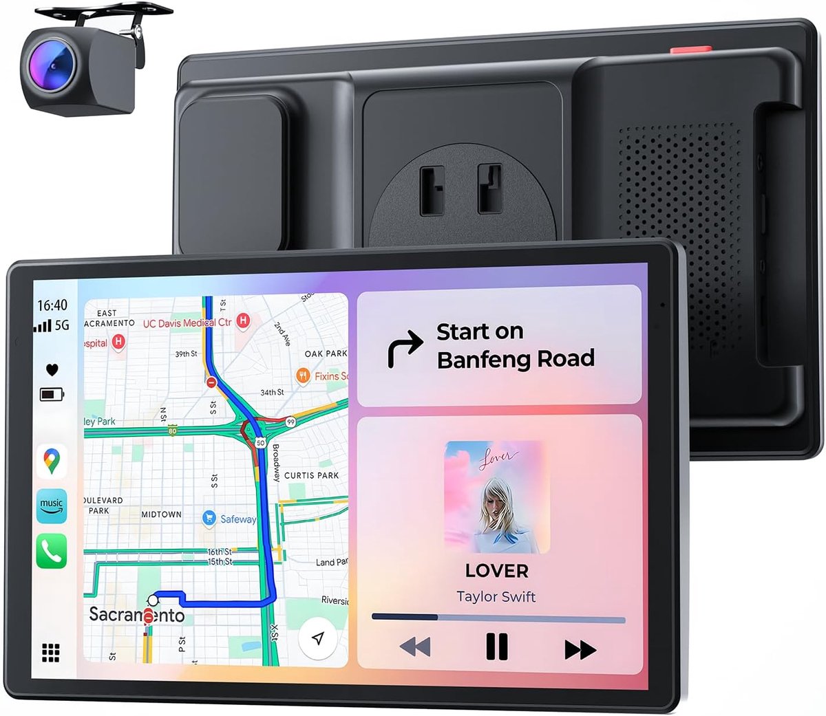 SnelShoppen - 8'' Draagbaar Auto Scherm voor Apple CarPlay & Android Auto, 1440x900 HD, Magnetische Bevestiging, OTA Updates, Staande & Liggende Modus