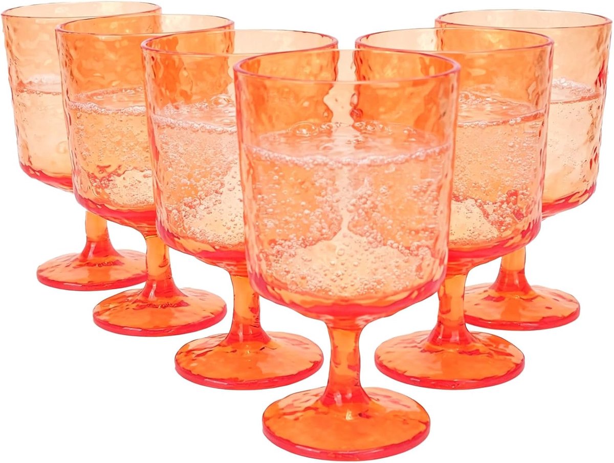 SnelShoppen - Set van 6 Acryl Wijn Glazen - 325 ml - BPA-vrij, Schokbestendig en Duurzaam - Perfect voor Feesten, Tuin, Camping en Binnengebruik - Ora