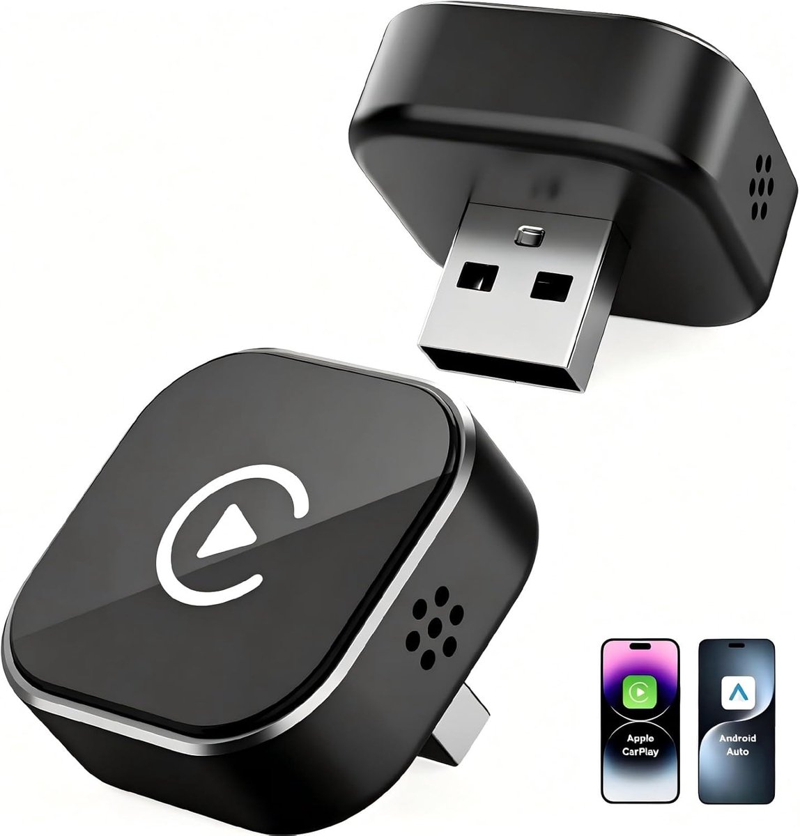 SnelShoppen - Draadloze CarPlay Android Auto Adapter - Plug & Play - Mini en Stabiel - iOS 10+/Android 11+ - Snelle Automatische Verbinding voor Auto'