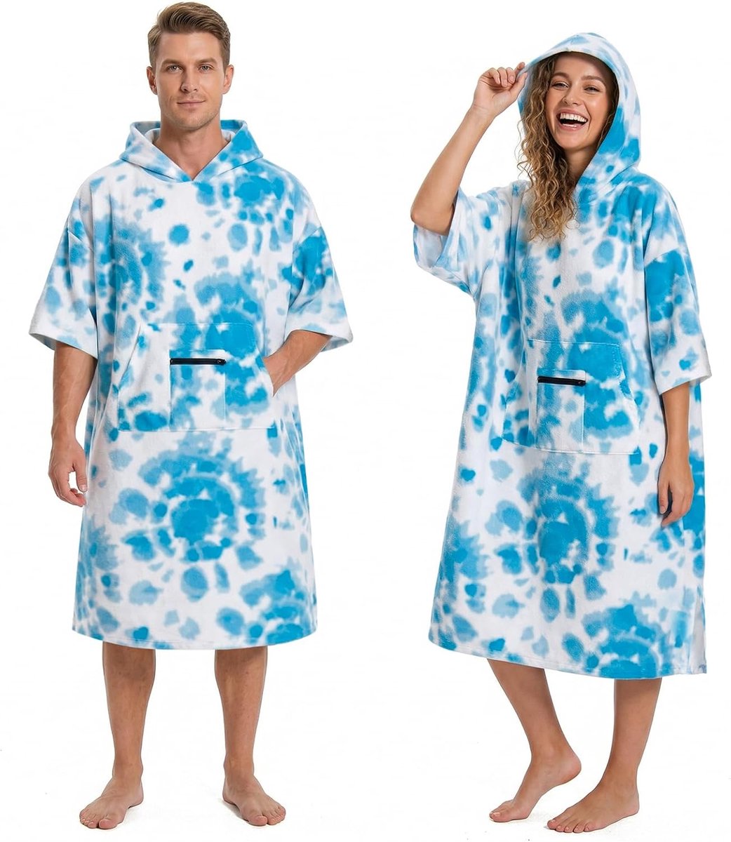 SnelShoppen - OLAOLA Veranderende Badcape Towel Poncho voor Volwassenen, Oversized Sneldrogende Surf Poncho met Kap en Pocket, Zacht en Absorberend, T