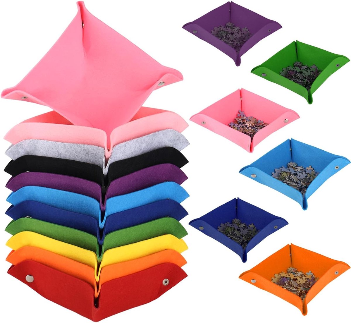 SnelShoppen - 12-delige Puzzel Sorter Set - Felt Stapelbare Sorteringskommen voor 500-2500 Puzzels - Duurzaam en Handig voor Thuis en Reizen