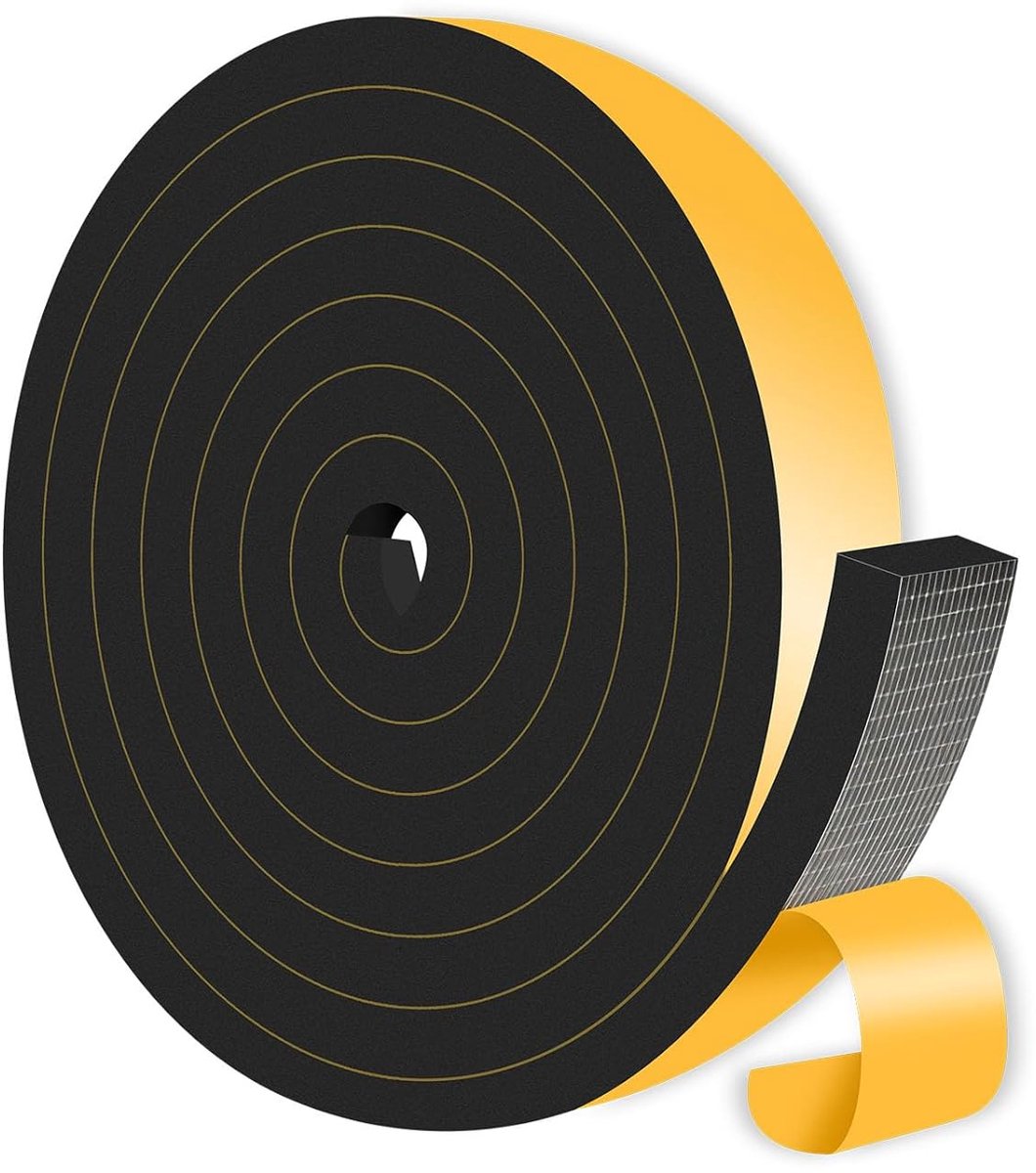 SnelShoppen - Dichtstrip Deurafdichting CR Hoge Dichtheid Thermische Isolatie voor Raam en Deur, Zwart, 25 mm x 12 mm x 4 m