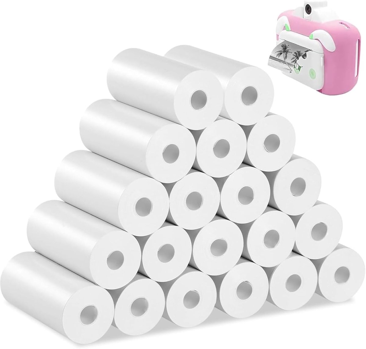 SnelShoppen - 20 Rollen Thermisch Papier voor Kindercamera's - Refill Papier 57x30mm - Wit - Hoge Kwaliteit voor Instant Camera's en Thermische Printe