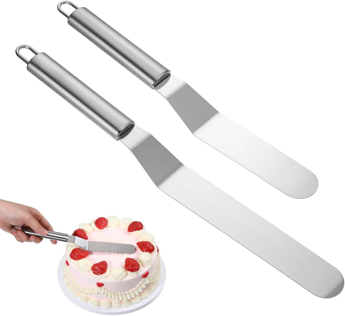 SnelShoppen - 2 Pcs RVS Taartschep Set - Cake Spatula en Pastry Knife voor Perfect Smeren, Snijden en Decoreren - 15cm + 20cm - Keukenaccessoires voor