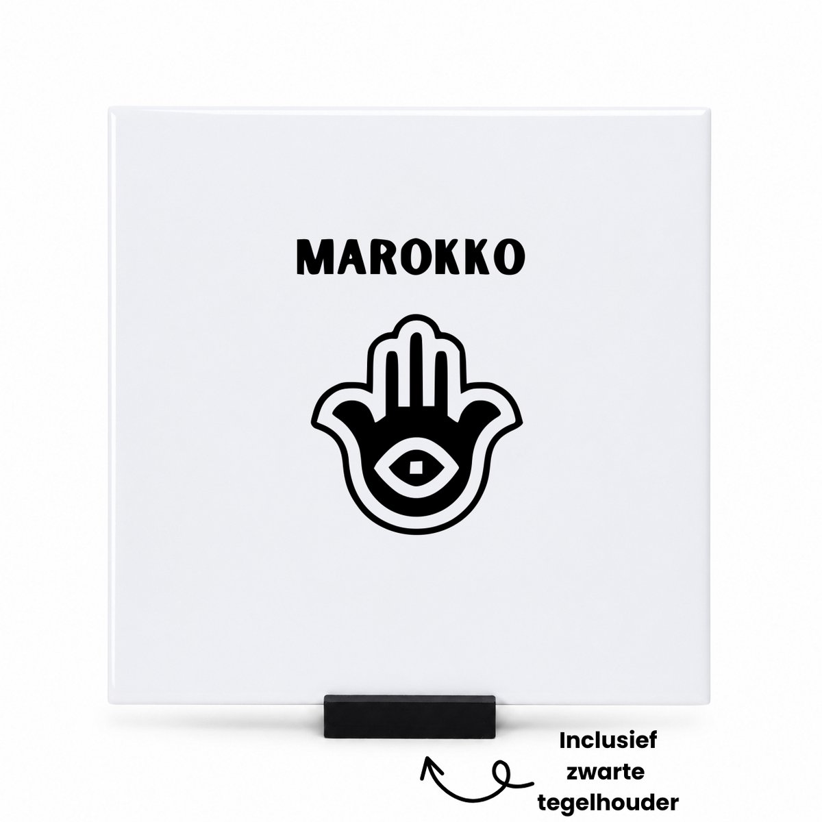 Hacebo Marokko tegeltje met tegelhouder - Piloot - toeristen - tegeltjes met tekst - Marokko cadeau - beste land - Leuk cadeau voor je Vriend om te geven - spreuktegels - 15x15 CM Wit