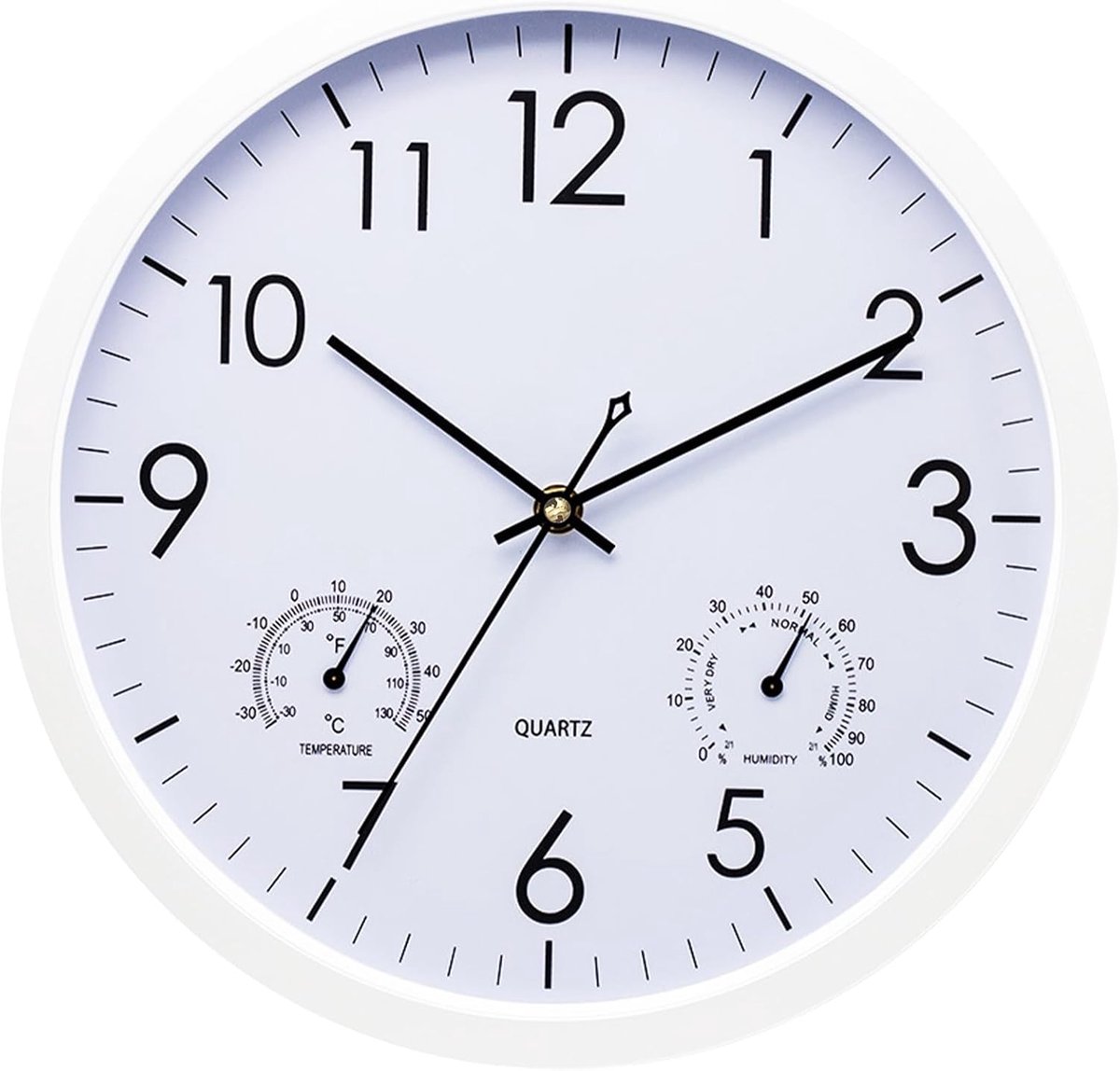 SnelShoppen - Ronde Wandklok Zonder Tikken, Moderne Kwarts Klok 30 cm, Ideaal voor Kinderen, Wit, Geluidsloze Wandklok voor Woonkamer, Keuken en Slaap