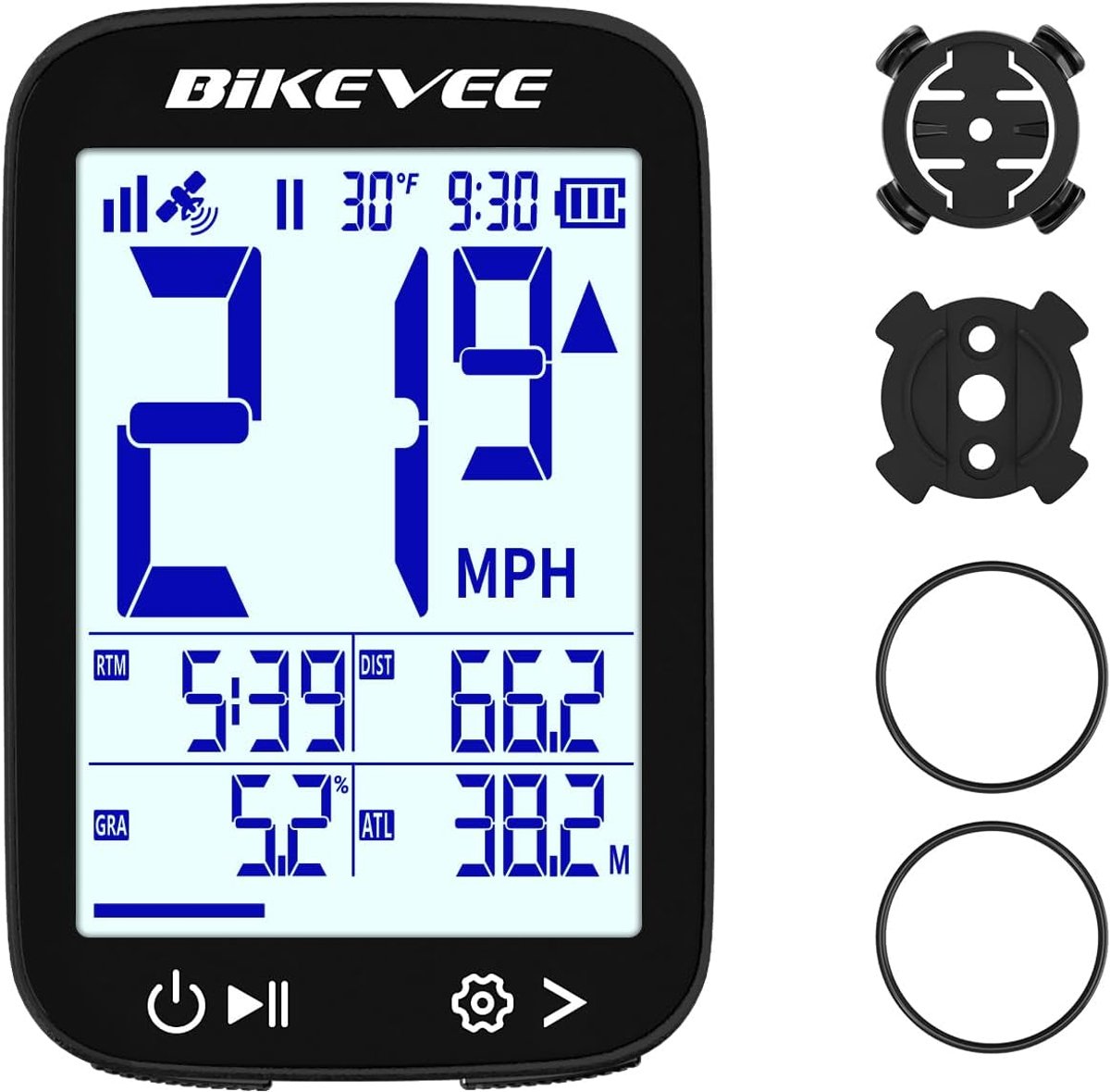 SnelShoppen - Draadloze Fietsen GPS Computer met Auto Start/Stop, Waterdichte Fiets Snelheidsmeter, 2.4'' LCD Display, Fiets Kilometerteller MPH KM/H,