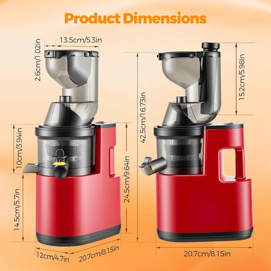 SnelShoppen - Sapcentrifuge 500W, Brede Kabelgoot 170mm, Voor Hele Groenten en Fruit, 3 Snelheden, Kinderbeveiliging, Lekvrij en Gemakkelijk te Reinig van Snelshoppen — afbeelding 4