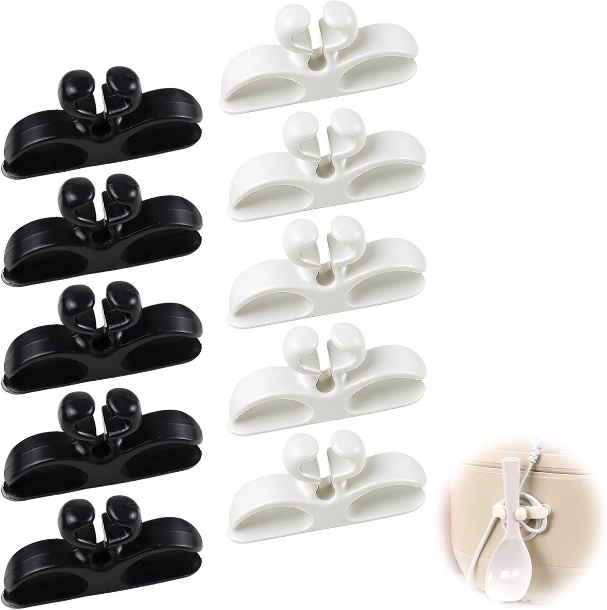 Thijox - 10 stuks Kabel-Organizer voor Apparaten, Zelfklevende Kabelhouders, Draadklemmen, Kabelwikkelaars voor Keuken en Kantoor, Organiseer Datakabe