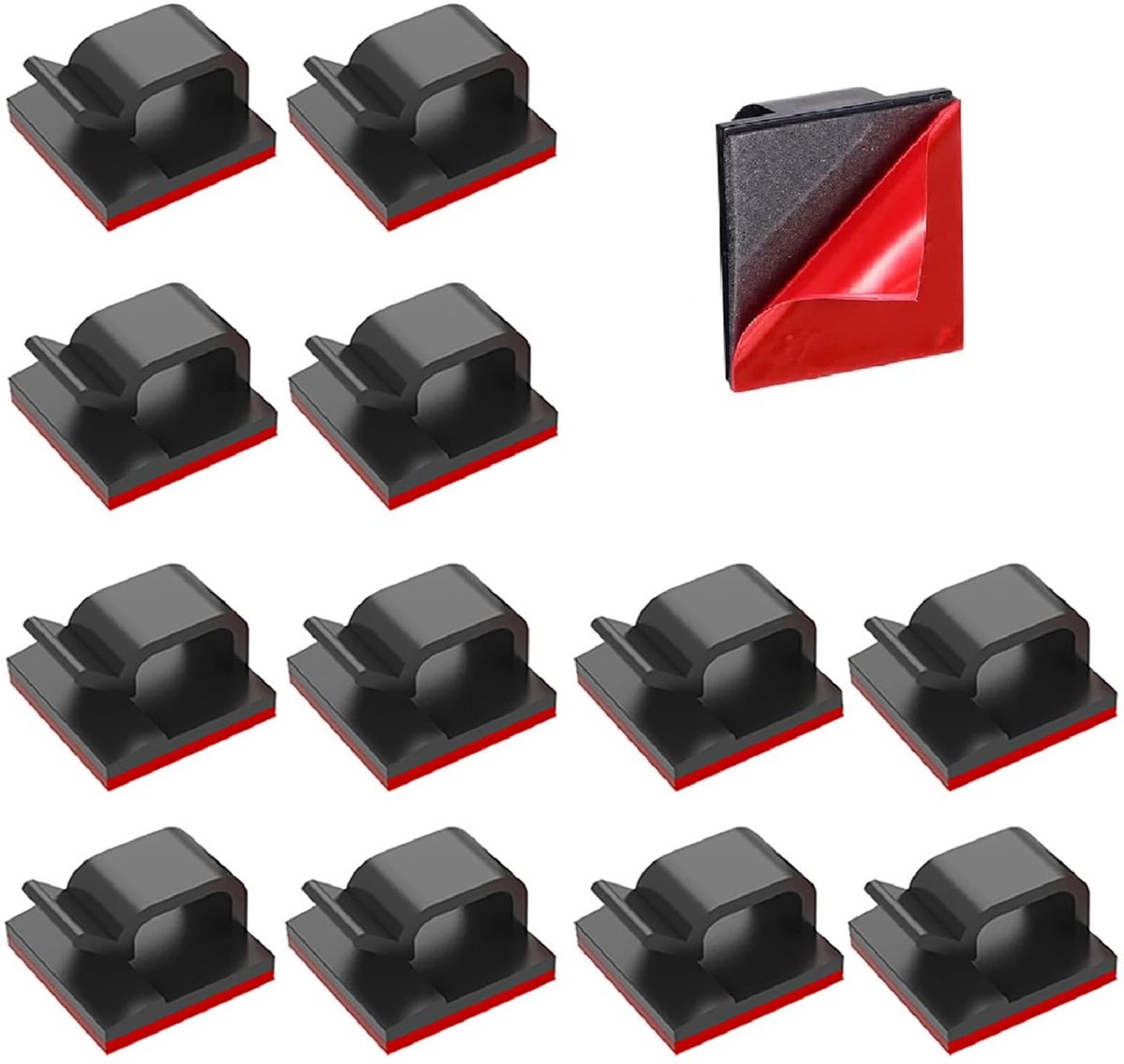 Thijox - 100 stuks Zelfklevende Kabelhouders en Kabelclips voor Kabelbeheer, Kabelwandklem met 3M Kleefpads, Kabelklemmen en Kabelorganisator Bureau,