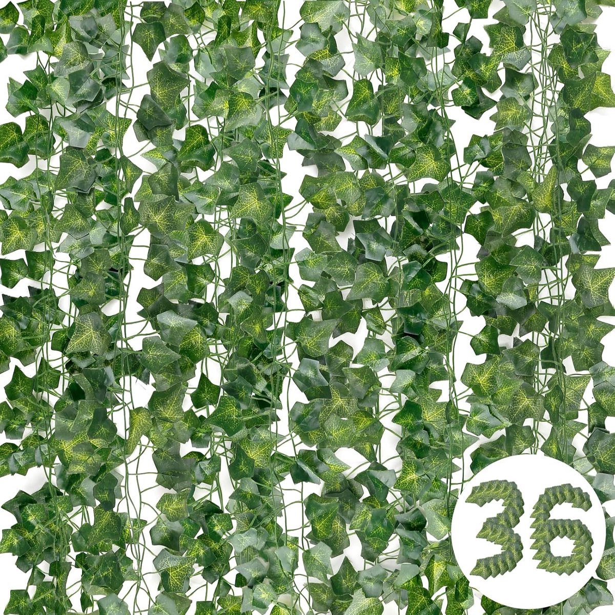 SnelShoppen - 36 Stuks Kunstmatige Klimop Slinger - 252 Ft Nep Klimop Plant Decoratie - Faux Klimop voor Bruiloft, Feest, Tuin, Keuken en Muurdecorati