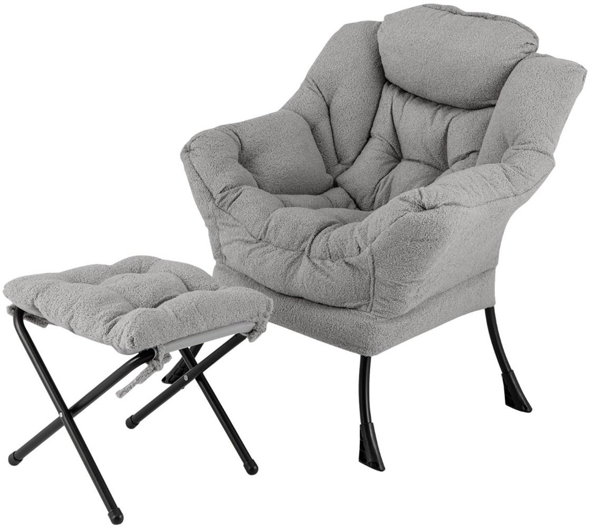 SureDeal® - Fauteuil - Kruk Relaxstoel - Armleuningen Zijzak - Voetensteun Loungestoel Tel
