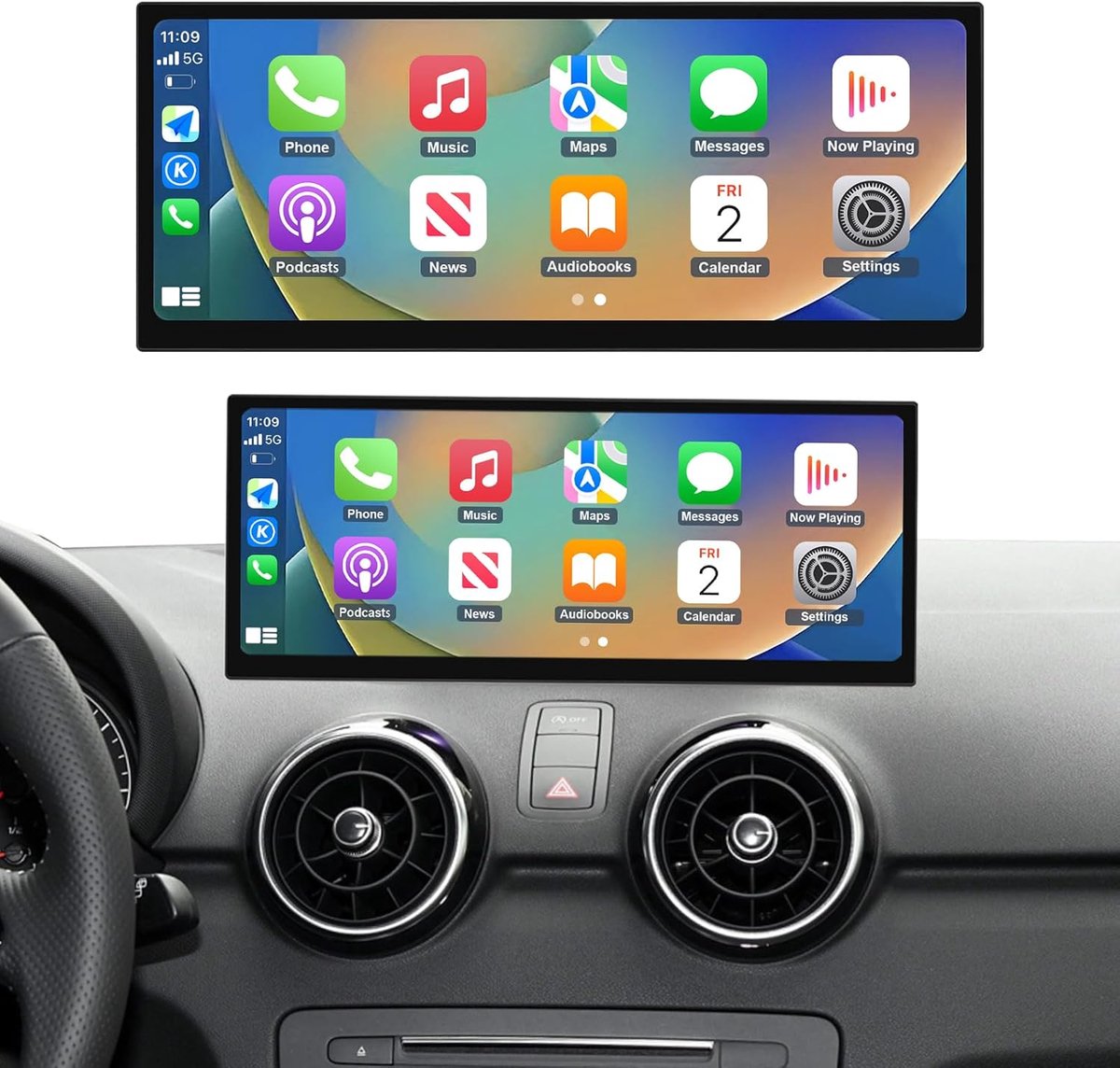 SnelShoppen - Car Radio 12.3 inch Touch Screen met Draadloze CarPlay & Android Auto voor Audi A1 2012-2018, Ondersteunt Mirrorlink, Camera, Navigatie