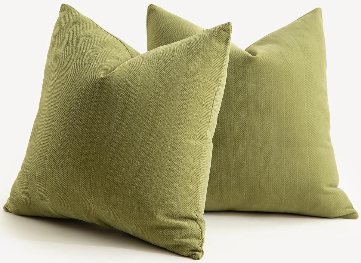 SnelShoppen - Set van 2 Kussenhoezen 50x50cm Olijf Chenille Kussenhoezen Zacht Comfortabel Duurzaam Modern Decoratieve Kussens voor Bank Woonkamer Sla