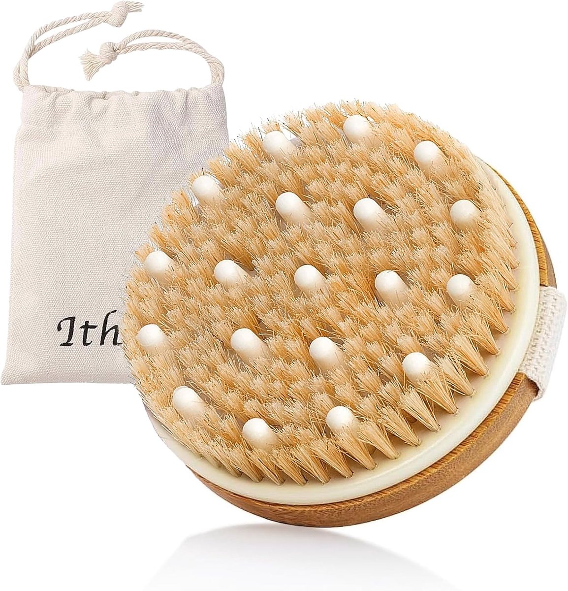 SnelShoppen - Dry Brush Lichaamsborstel Scrubber - Natuurlijke Peeling Borstel voor Dode Huidcellen, Celulitis Behandeling, Verbetering Lymfestelsel,