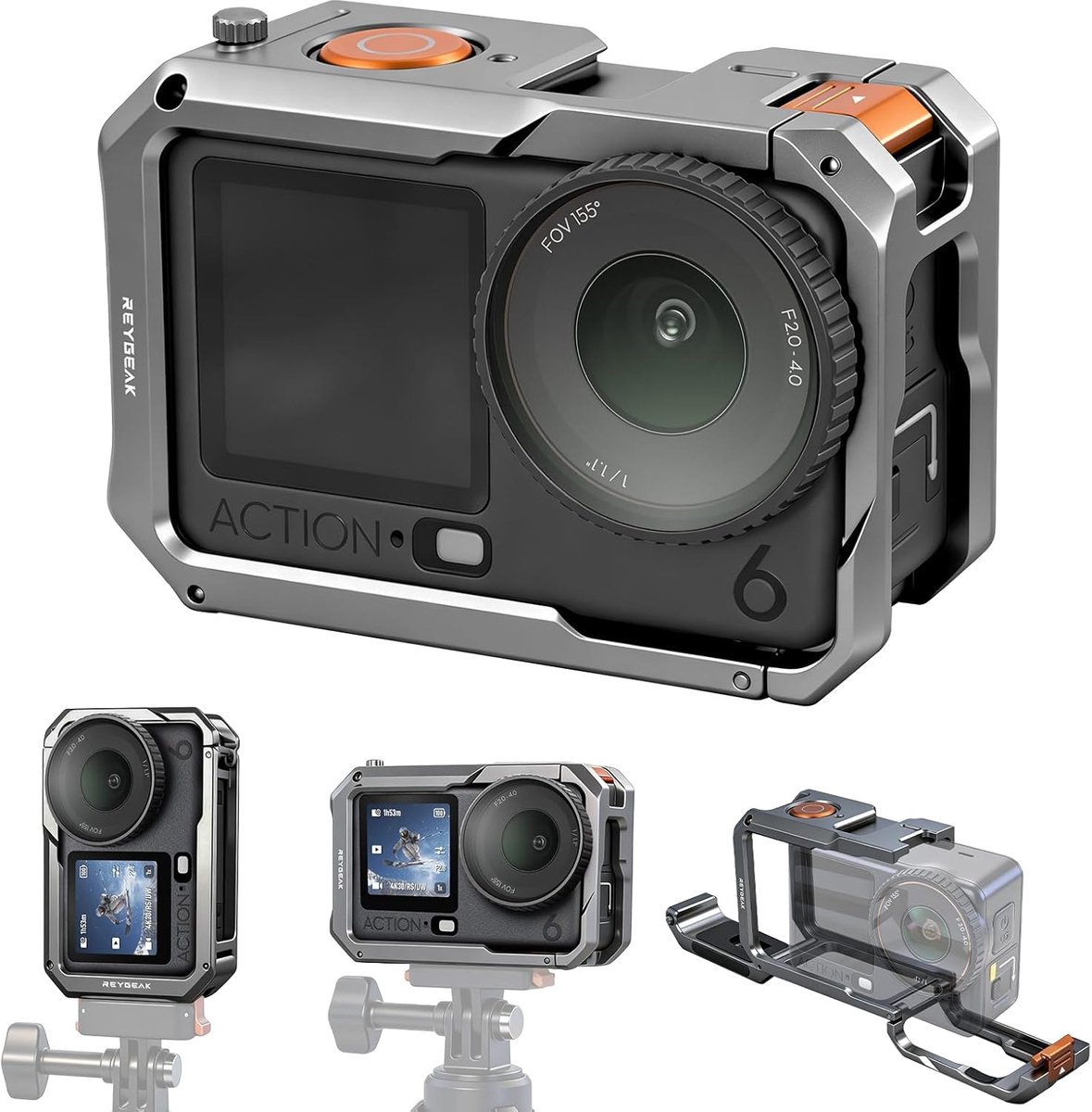 SnelShoppen - Ultralichte metalen kooi voor action camera, beschermende aluminium behuizing met 1/4 inch schroef, koude schoen en snelspanner-adapterh