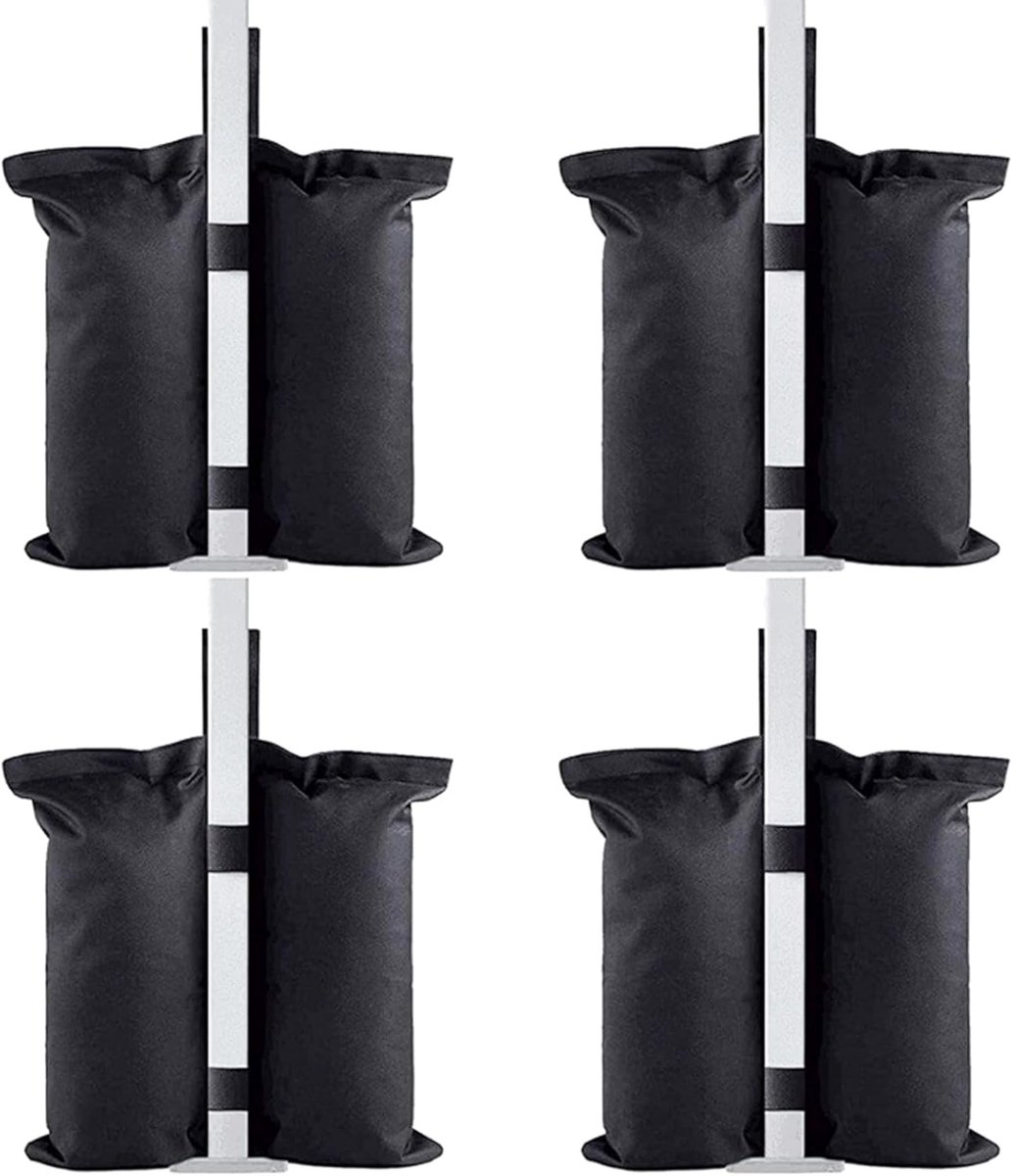 SnelShoppen - Set van 4 Zandzakken - 600D Oxford Gewichten voor Paviljoens, Tuintenten en Feestdecoratie - Zwart - Sterk en Duurzaam - 7-9 kg Zand per