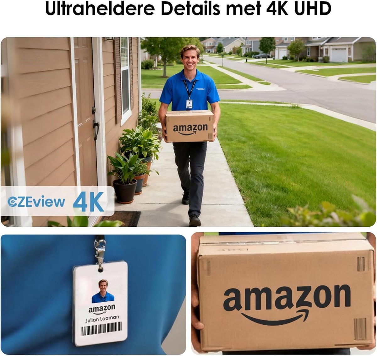 SnelShoppen - 4K 8MP Bewakingscamera Voor Buiten, Draadloos Met Zonne-energie, 360° PTZ, Bewegingsmelder, Nachtzicht, Waterdicht, Wit