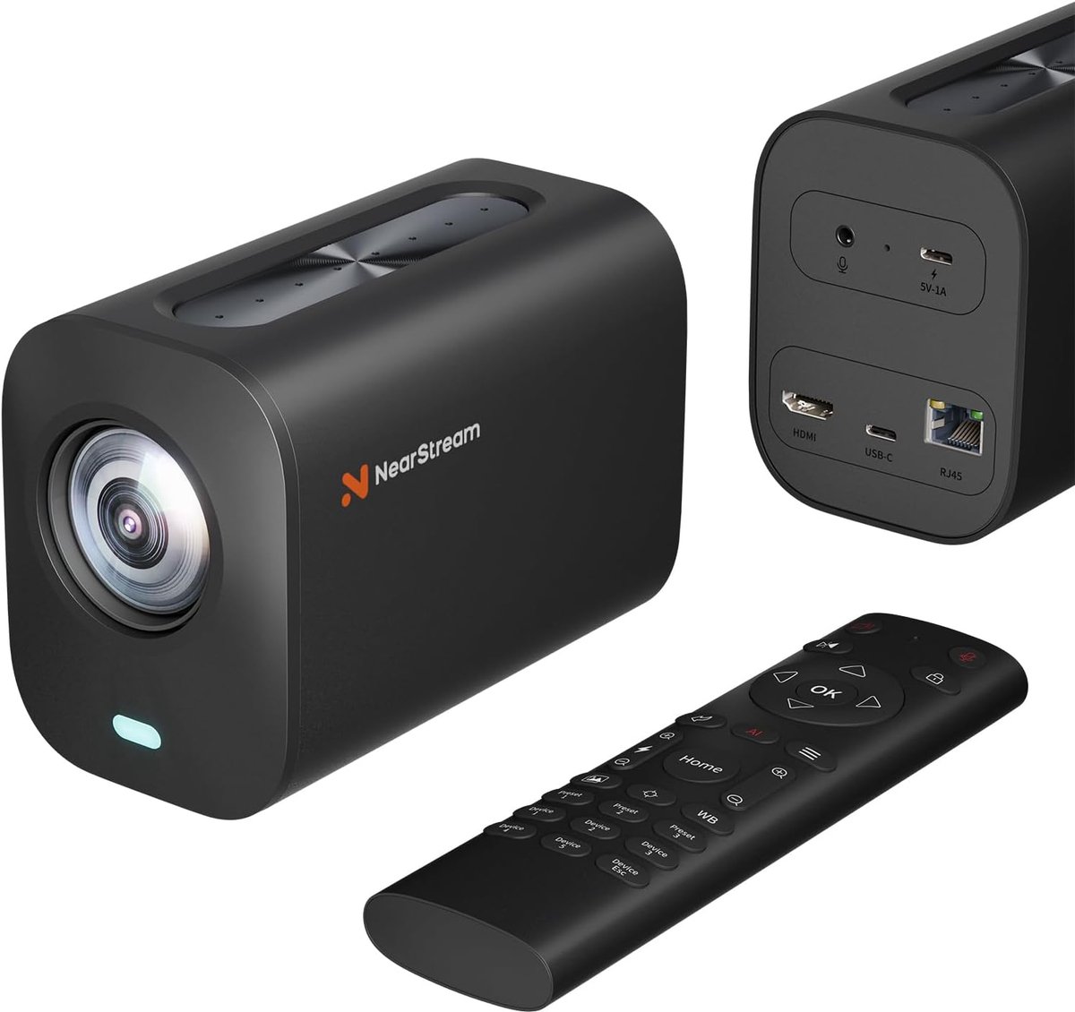 SnelShoppen - NearStream 4K Webcam met 40x Hybride Zoom, 8 Megapixels, 8 Microfoons, Ruisonderdrukking, HDMI/USB/RJ45, Externe Microfoon Ondersteuning