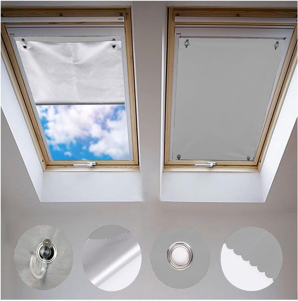 SnelShoppen - Verduisterend Rolgordijn Zonder Boren 48 x 93 cm, Thermo-Zonwerend Gordijn met Zuignap voor Dakraam, Ideaal voor Slaapkamer, Tuin en Kin