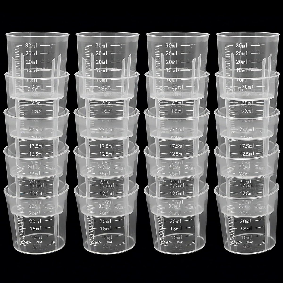 Thijox - 20 Stuks 30 ml Maatbekers - Mini Mengbekers voor Keuken, Laboratorium, Kleur- en Harsmengsels - Precisie Maathoudende Maatbekers voor Bakken