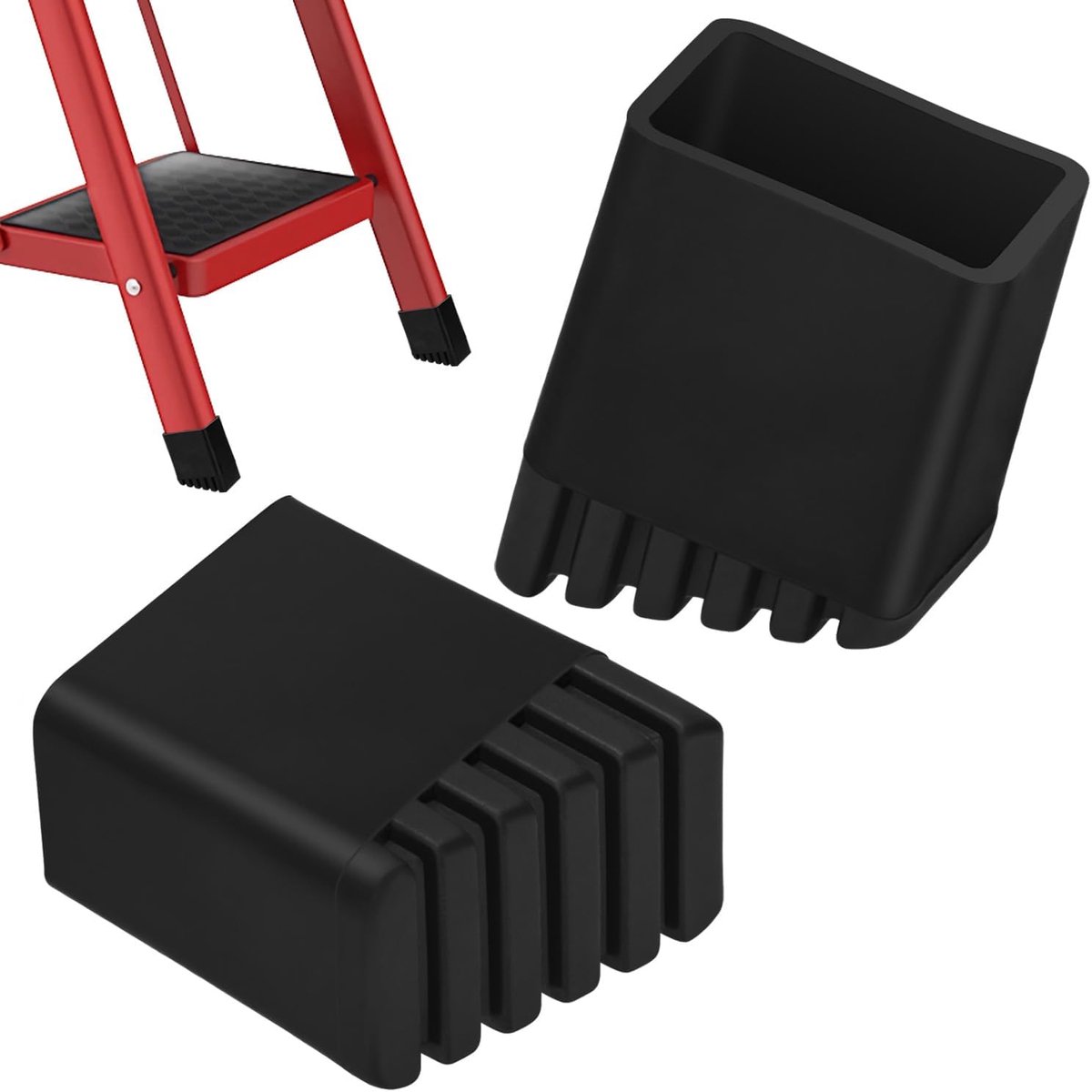 SnelShoppen - Voetdoppen voor ladders met sporten - Rubber voetjes voor rechte ladders - Slijtvast en temperatuur bestand - 20 x 30 mm - 2 stuks