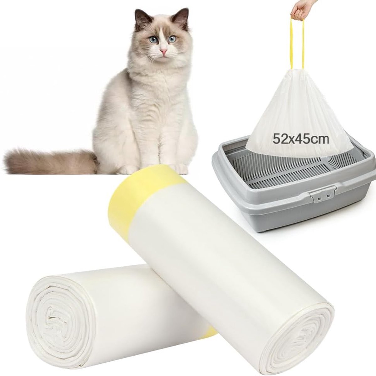 SnelShoppen - 40 Pak Biologisch Afbreekbare Kattenbakjes Afvalzakken, Handige Duurzame Vloeistofbestendige Reinigingszakken 52x45 cm voor Huisdieren,