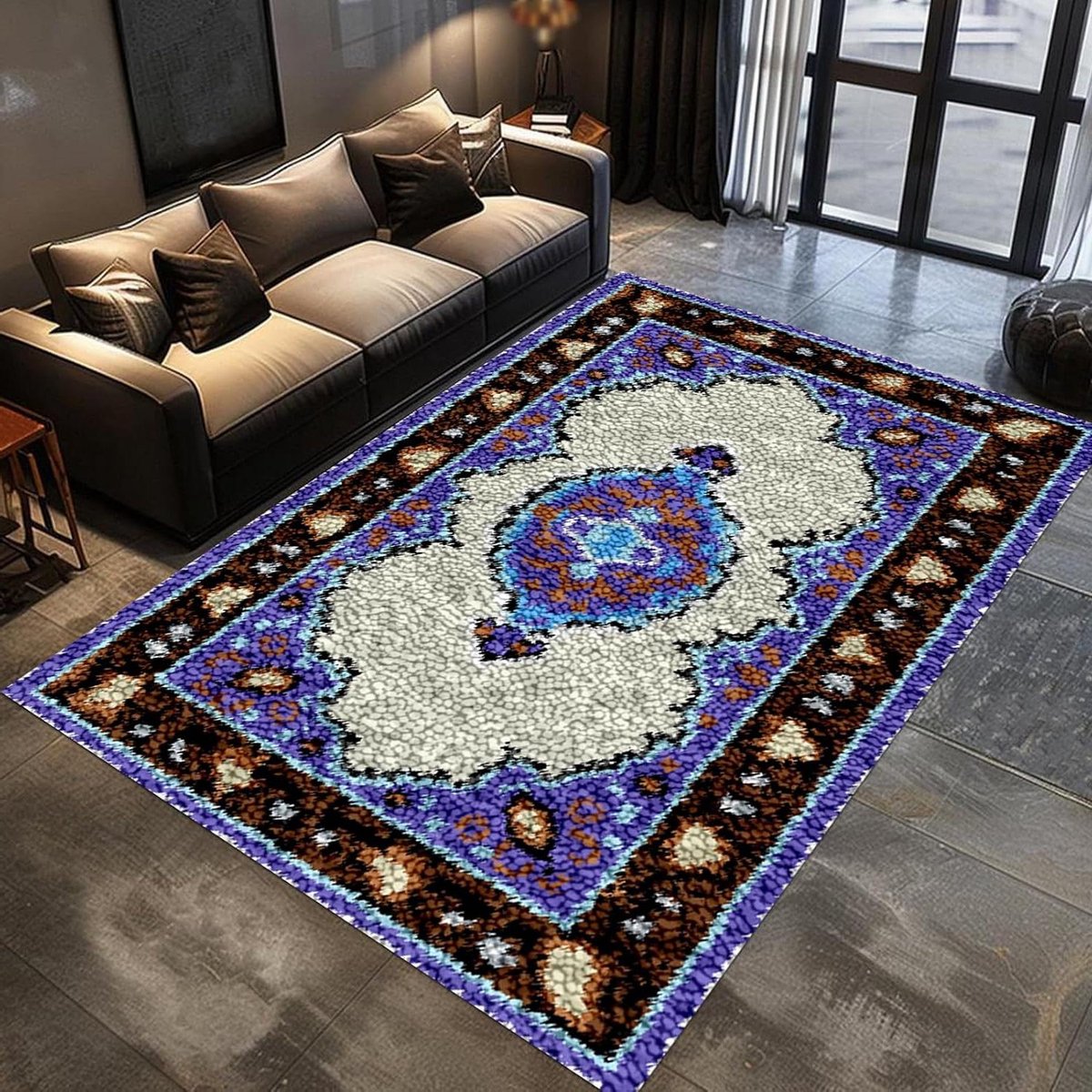 Geknoopt Tapijt Kit - Haak Tapijt - Ambachtelijk Hobbyen - Voorgedrukt Canvas - 140 x 180 cm - Kleurrijk