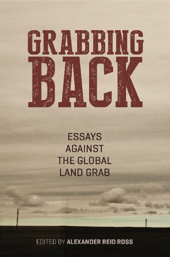 Livre "Grabbing Back: Essays Against The Global Land Grab" par Alexander Reid Ross. Avec un ciel sombre et nuageux et un horizon avec des poteaux.