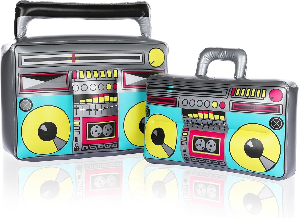 Thijox - Opblaasbare Ghetto Blaster Retro Accessoire voor Carnaval, Feest en Kostuum - 80s 90s Hip Hop Outfit - Klein/Groot - Perfect voor Feesten en