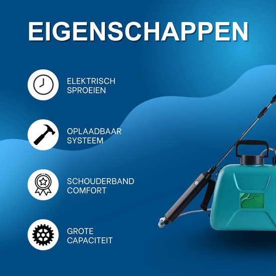 Elektrische drukspuit - Draagbare plantensproeier met spuitpistool en USB-oplaadbare accu - Groen, 8 L tuinirrigatie en verneveling — afbeelding 2