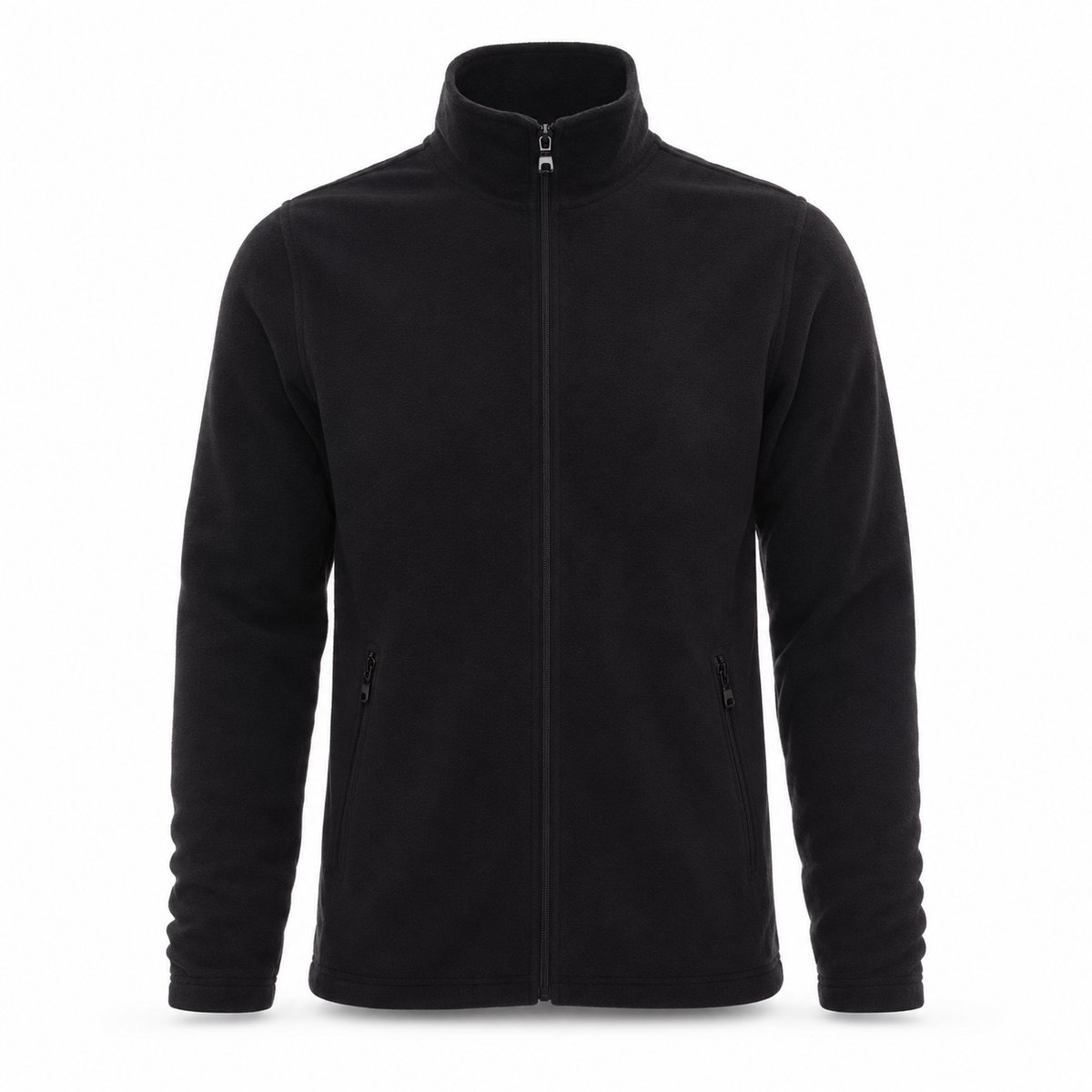 Fleece Vest Heren - Fleecejack met Rits - Zwart Outdoor Vest met Hoge Kraag en Ritszakken - M