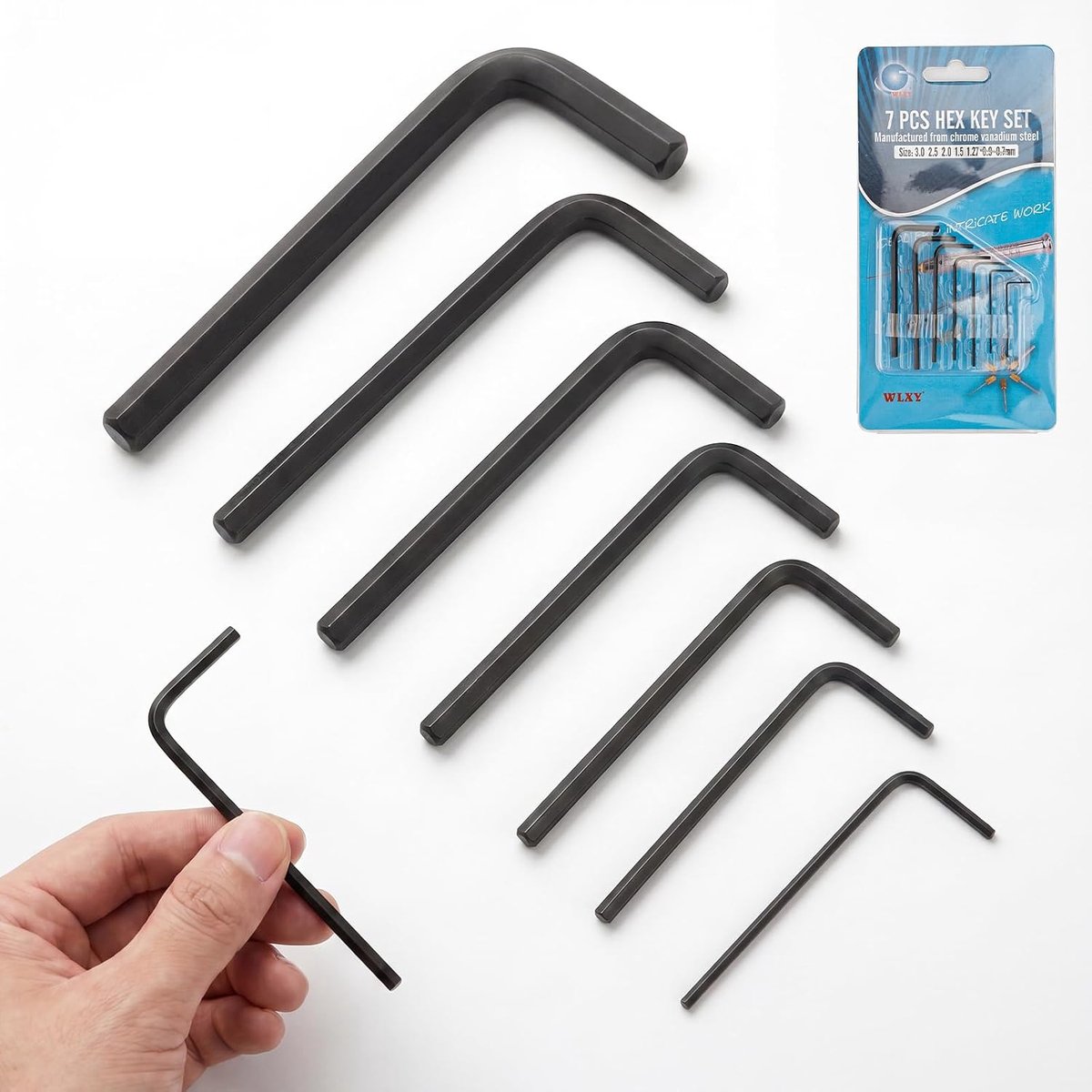 SnelShoppen - Inbussleutelset 7-delig - Kleine Binnenzeskant Hoekschroevendraaier - 0,7-3 mm - Gelegeerd Staal - Voor Auto's, Fietsen, Machines en Meu