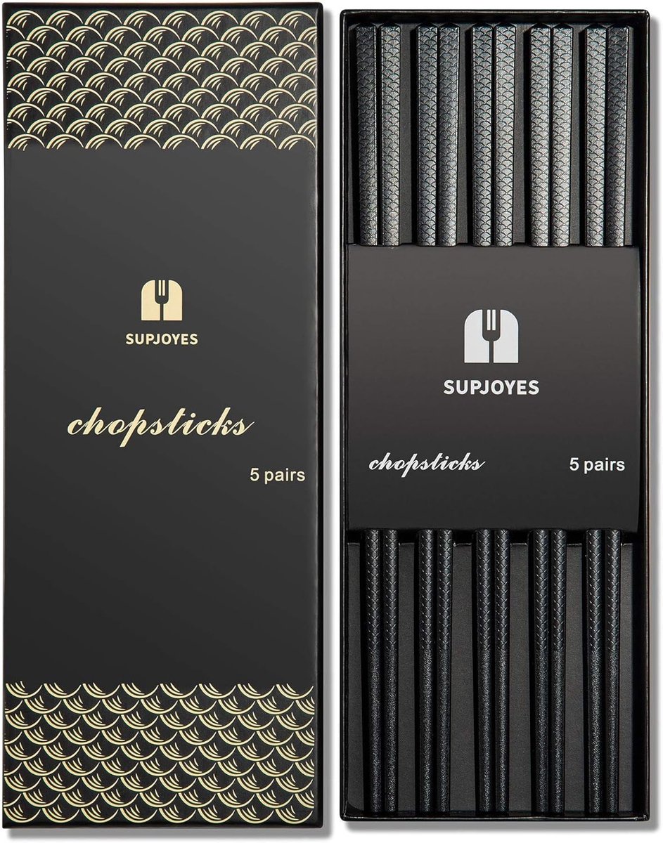 SnelShoppen - Herbruikbare Fiberglass Chopsticks - 5 Paar Minimalistische Japanse en Chinese Eetstokjes - Vaatwasserbestendig - 24.6cm - Gezond en Sti