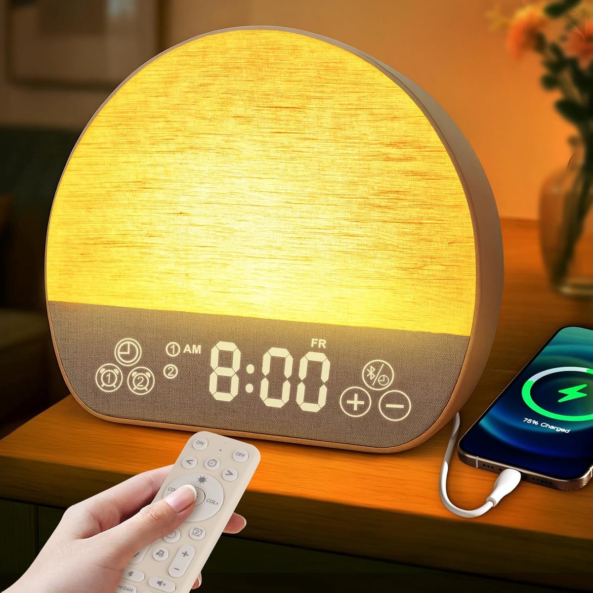 SnelShoppen - Daylight Alarm Clock Soft Wake met Lichtwekkers, 37 Kalmerende Geluiden, Dual Alarm en Snooze, Ideaal voor Kinderen en Diepe Slapers