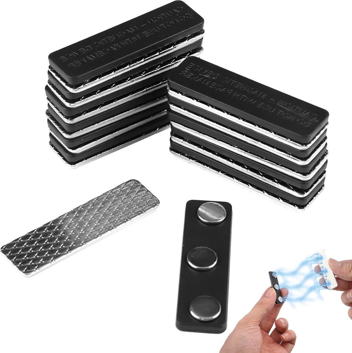 SnelShoppen - 12 Zelfklevende Magneten voor Zwartout Gordijnen en Rolgordijnen, Sterke Neodymium Magneten, RVS, Voor Muggenschermen en Gordijnaccessoi