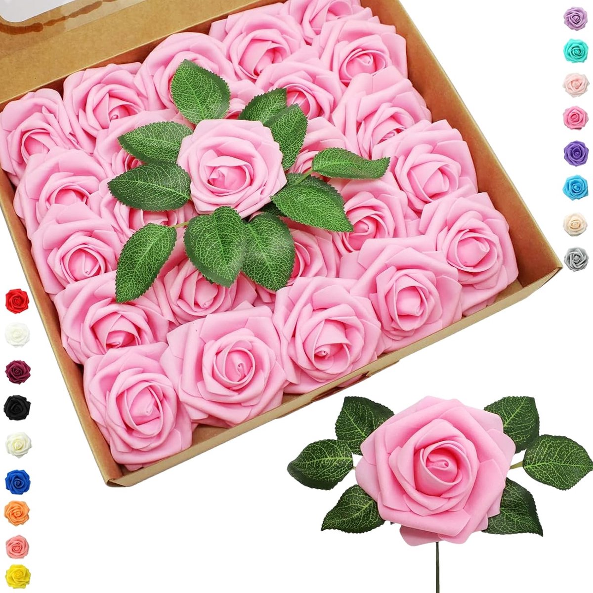 SnelShoppen - Kunstrozen Roze - Nepprozen van Hoogwaardige Latex Foam - Lifelike Kunstbloemen voor Bruiloften, Feesten, Tuin & Decoratie - 8.2 inch la