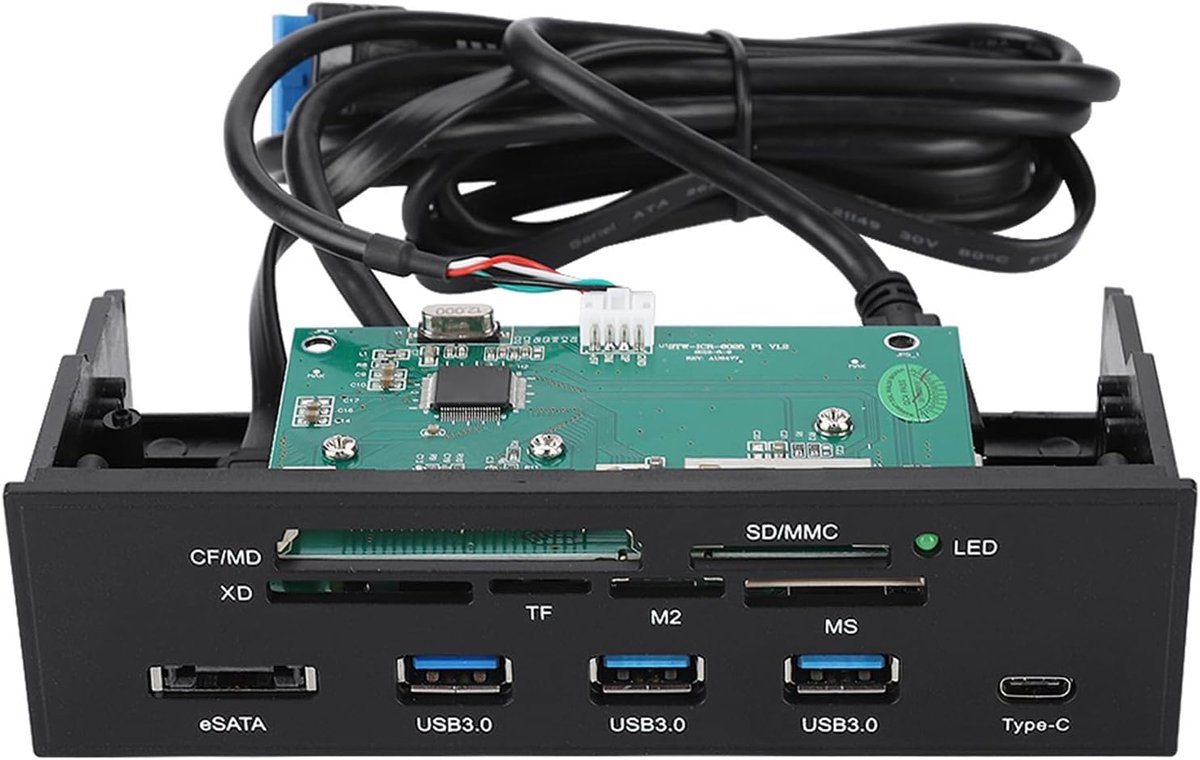 SnelShoppen - 5.25 Inch Multifunctionele Dashboard PC Front Panel met Snelle USB 3.0 Interface en 6 Kaartsleuven voor M2, MSO, Memory, MS, XD en 64G C