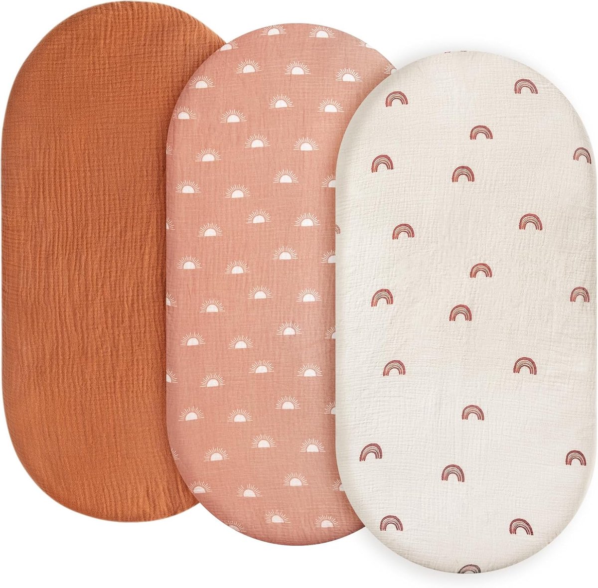 SnelShoppen - Fitted Sheets Box Mattresses Protector 100% Muslin Katoen Zacht Premium Kwaliteit Universeel voor Kinderwagens Geboorte Cadeau Regenboog