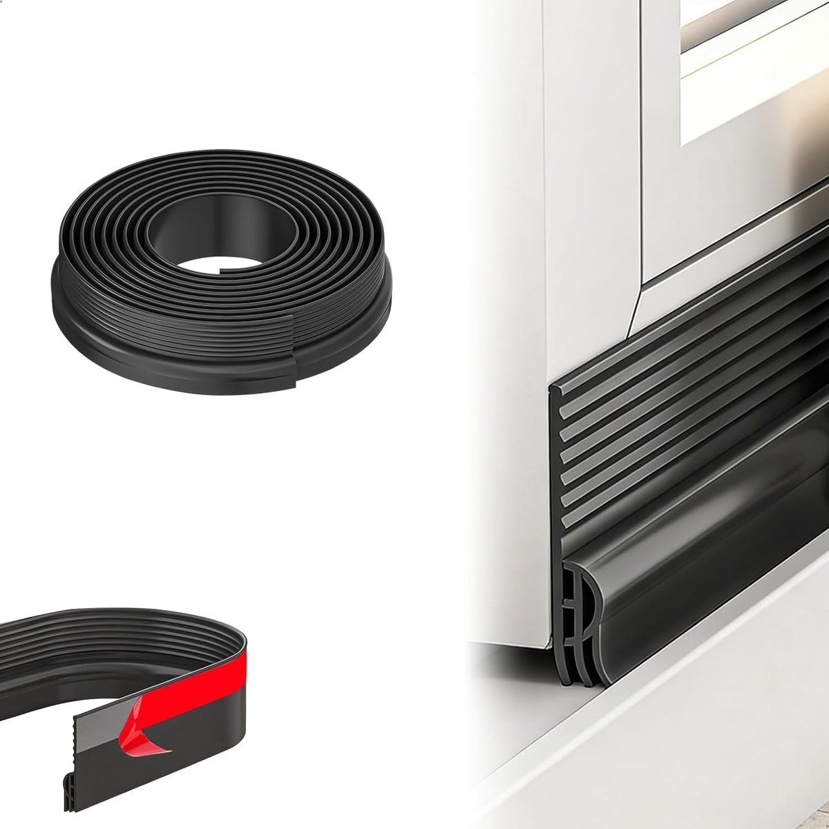 SnelShoppen - Window Sealing Tape, Zelfklevend, 200 cm, Ramen Seal voor Schuifdeuren en Ramen, Rubber Seals, Windbescherming, Geluidsisolatie, Koude B